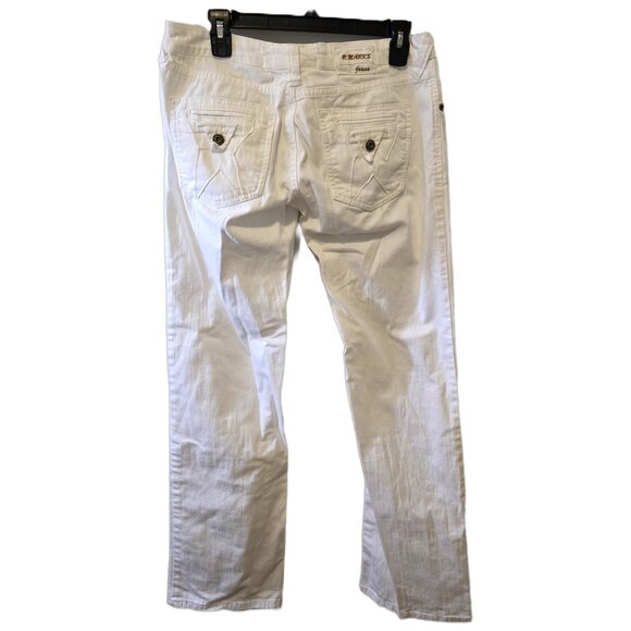Vintage Y2K R Marks Low Rise Jeans White Denim Cowgirl Wide Leg Tall 32" - Picture 6 of 9